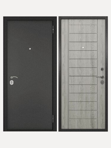 Изображение товара Дверь стальная хоум ЭКО 137 Антрацит букле-Ясень ривьера айс, 1 замок 860*1900 левая