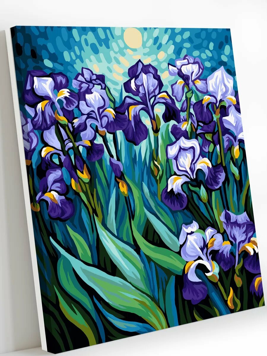 Картина по номерам на холсте с подрамником 40х50 см Ирисы