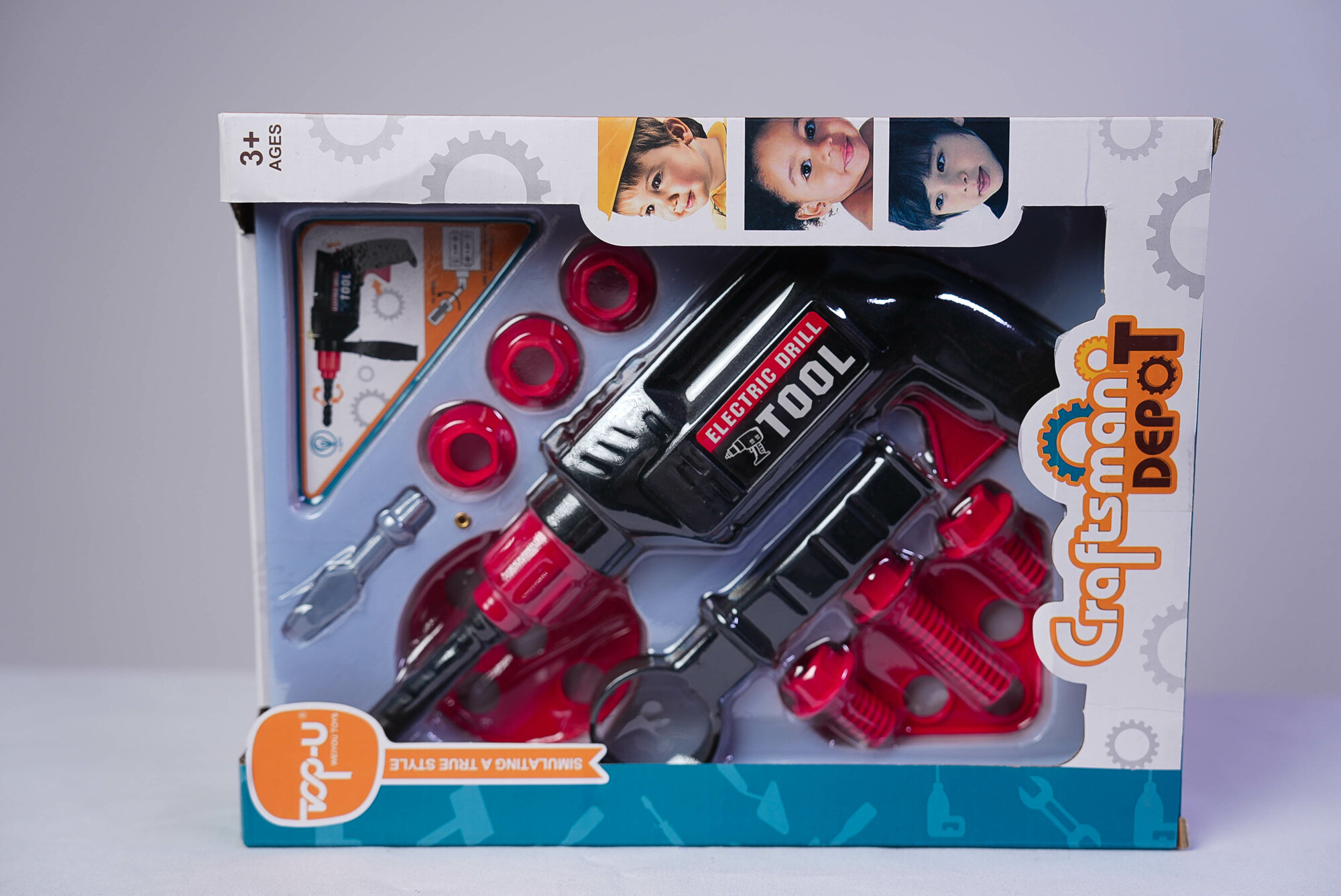 Игровой набор инструментов «Электродрель» с аксессуарами, свет и звук, 3+, Craftsman Depot