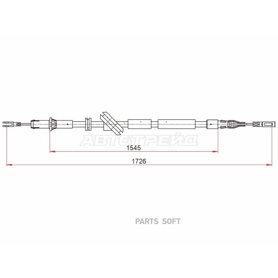 Трос ручного тормоза Mercedes-Benz E-Class 02-09 / CLS-Class 04-10 (Справа) SAT ST-52-0130 | цена за 1 шт