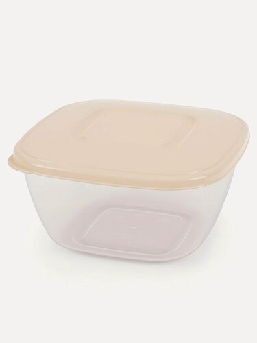 Изображение товара Контейнер пищевой Альтернатива 2 л, квадратный, бежевый, пластиковый с крышкой для хранения продуктов, СВЧ и заморозки.