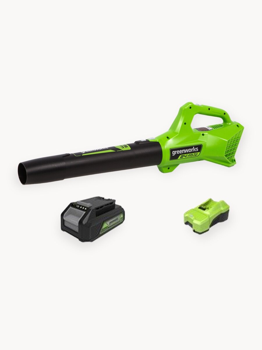 Воздуходувка садовая аккумуляторная Greenworks, 24V, с АКБ 2АЧ и ЗУ