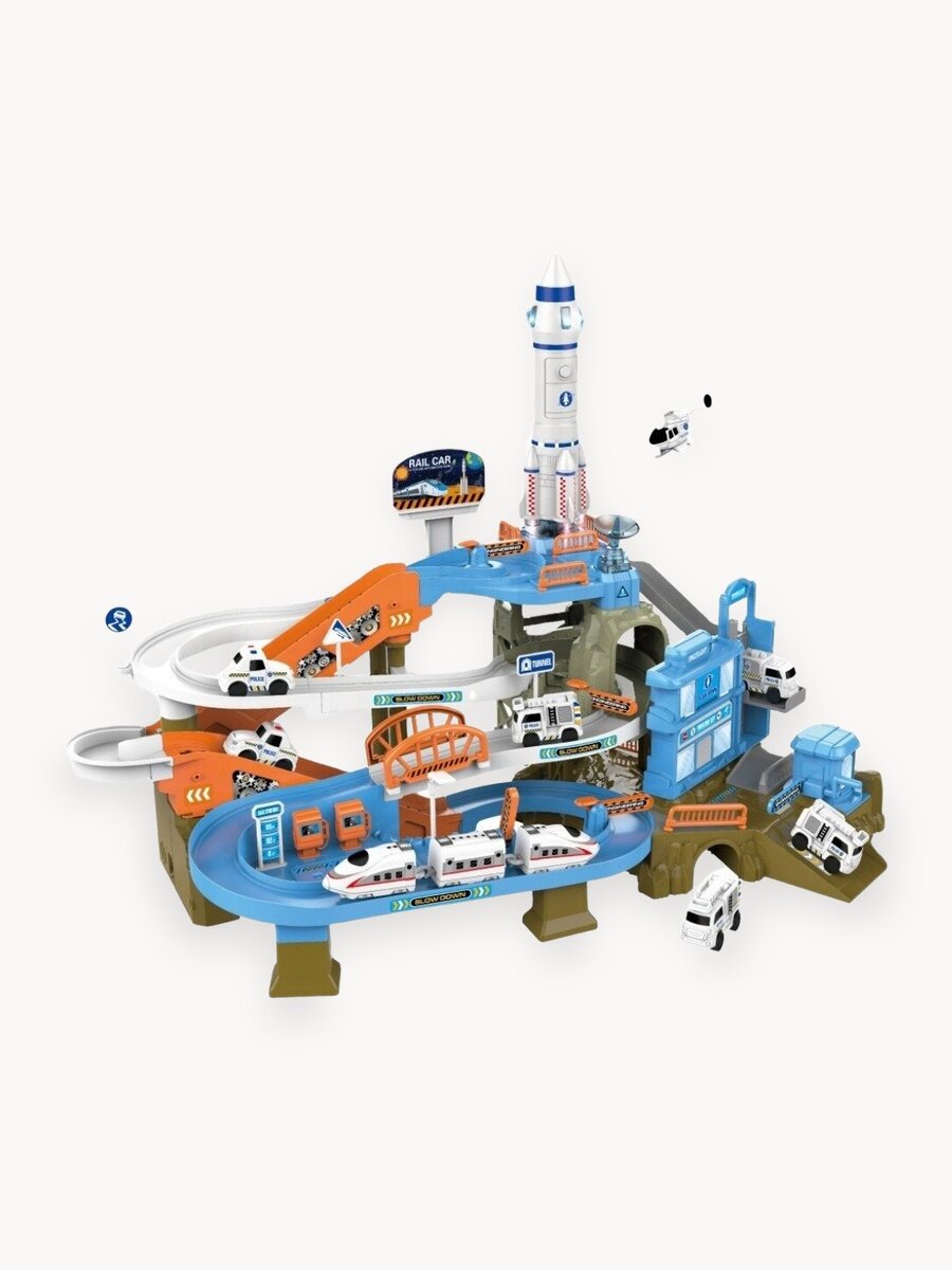 Автотрек WO BEI XING Spacelight FCJ1310153 Ракета с машинками, разноцветный