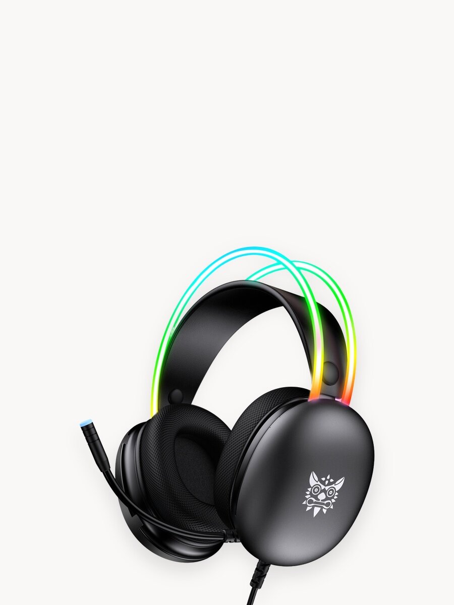 Игровые наушники ONIKUMA X25 Black Rainbow Spirit черные, с подсветкой