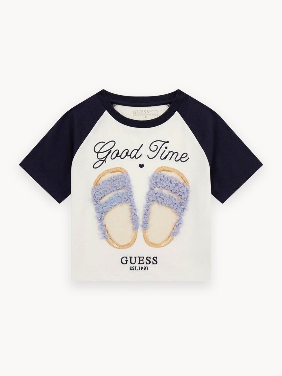 Футболка GUESS CROP SS T-SHIRT, размер 10 лет, синий