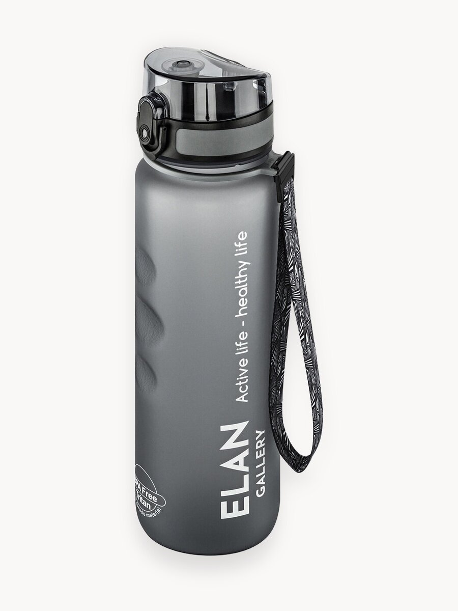 Бутылка для воды спортивная, для холодных и горячих напитков 1000мл Elan Gallery Style Matte, с углуб. д/пальцев, серая