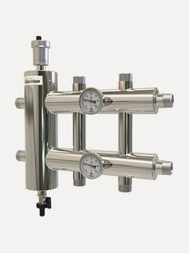 Изображение товара Гидрострелка с коллектором 3 контура (1+1+1) до 60 кВт, 1" НР, AISI 304, ПроксиТерм, GSK 25-3