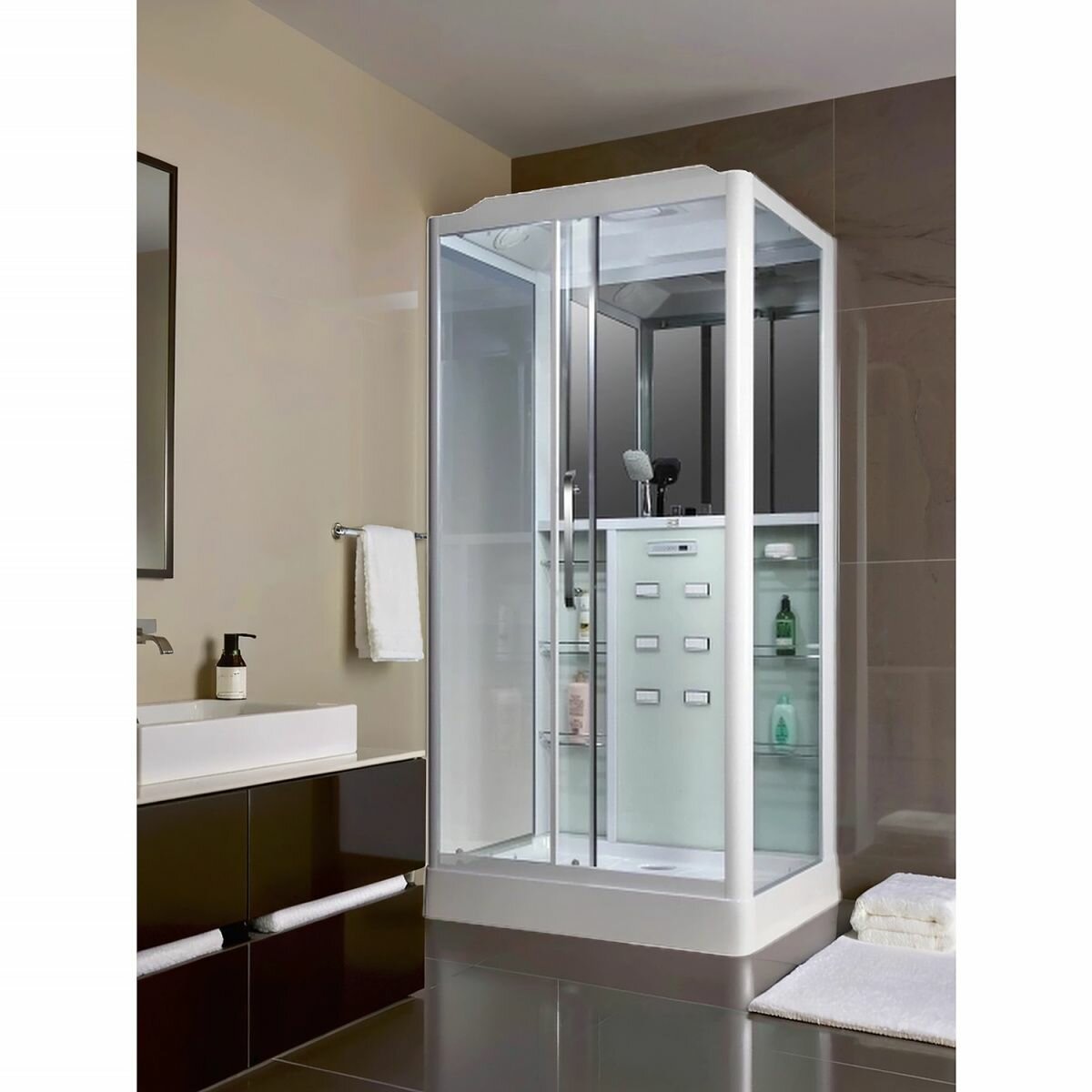 Душевая кабина с низким поддоном CS 127 L 120*100*235 левосторонняя прозрачное стекло 6 мм профиль белый