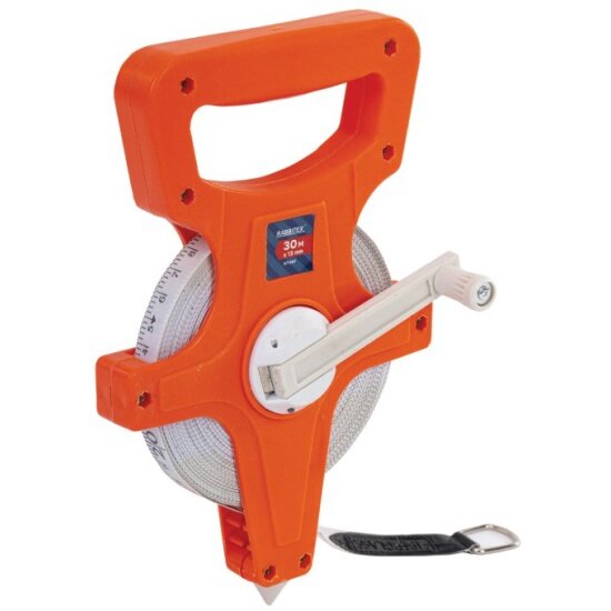 Рулетка геодезическая Rabbitex (раббитекс) 30 м х 13 мм лента фибергласс открытый корпус 671367 (671367СН)