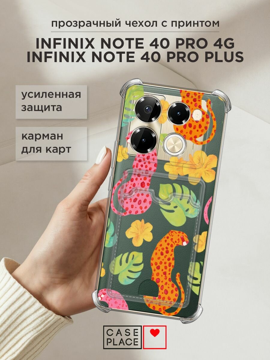 Чехол на Infinix Note 40 Pro 4G/40 Pro Plus (Инфиникс Нот 40 Про 4G/40 Про Плюс) с картой и принтом "Экзотика"