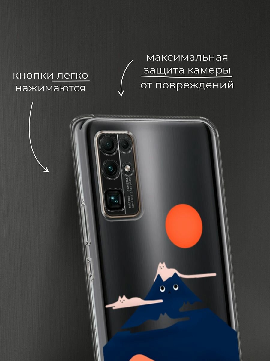 Чехол на Honor 30 / Хонор 30 с принтом "Кот-гора", прозрачный — фото 1