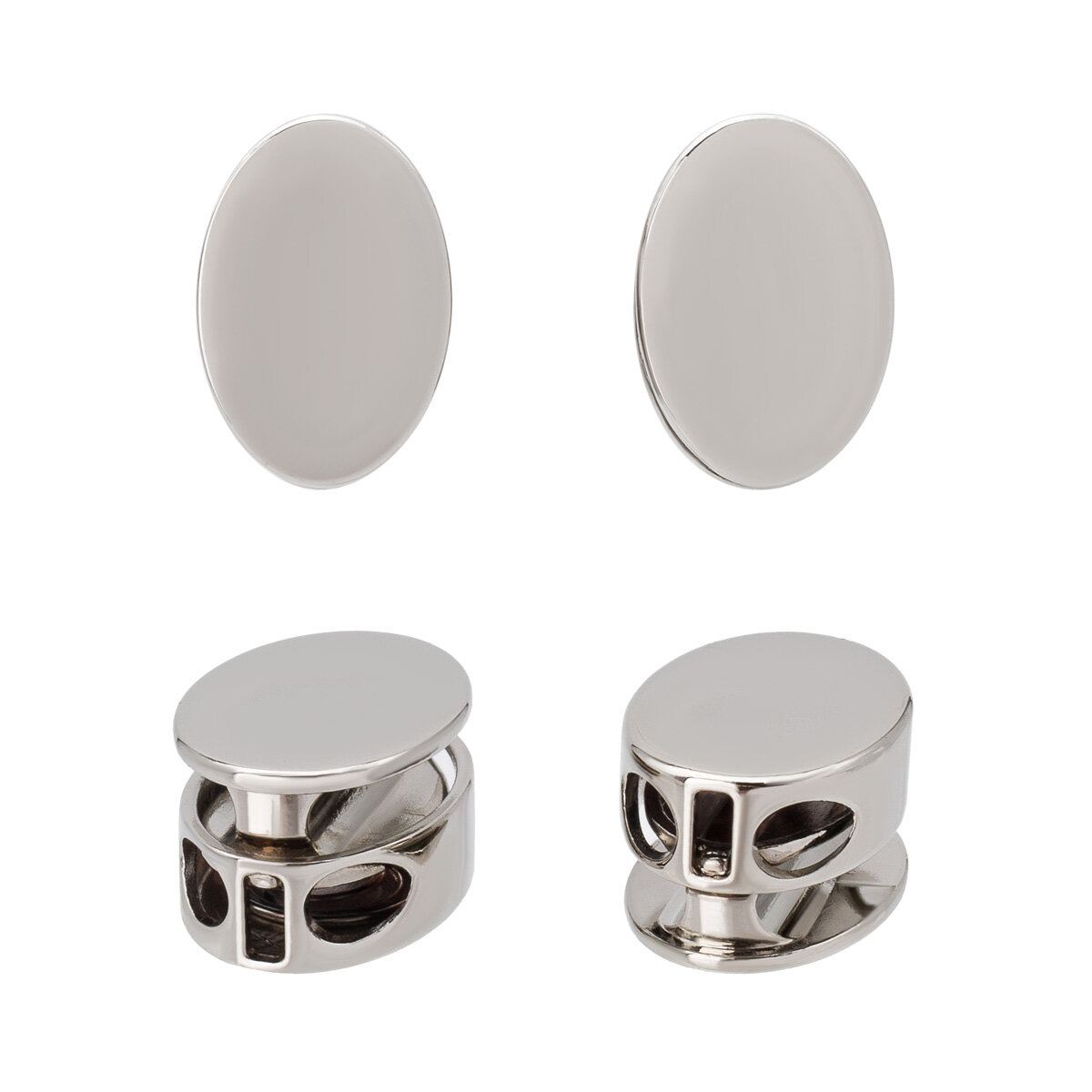 Фиксаторы для шнурков металлические овальные отверстие 35 мм размер 14х20 мм цвет никель 10 штук