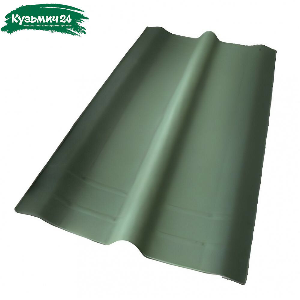Конек черепицы Ондулин 3D зеленый для оформления кровли и внешних ребер длина 1 м