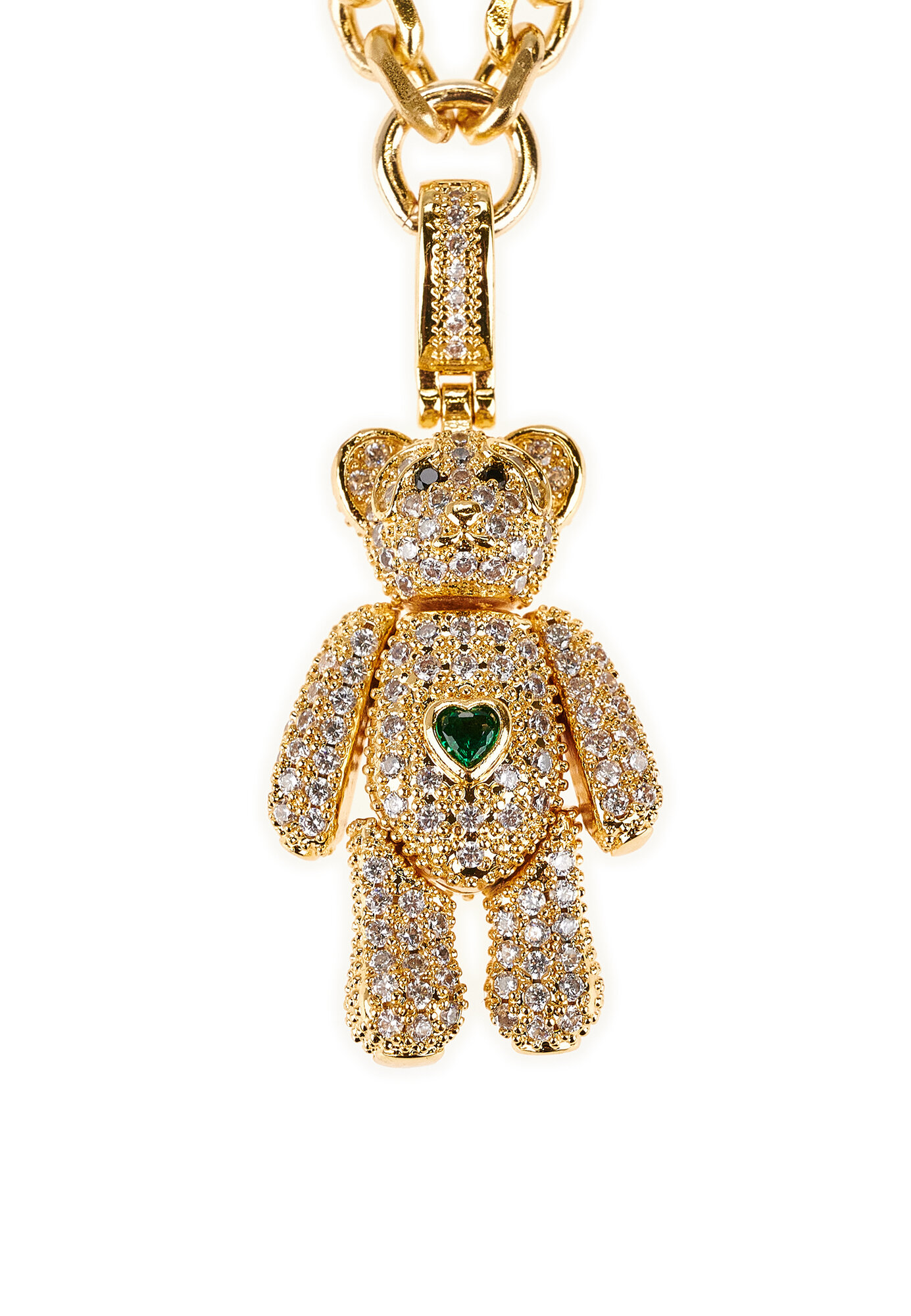 Колье YAROSLAVNA, стекло, циркон, халцедон, длина 37 см, золотой, зеленый — фото 1