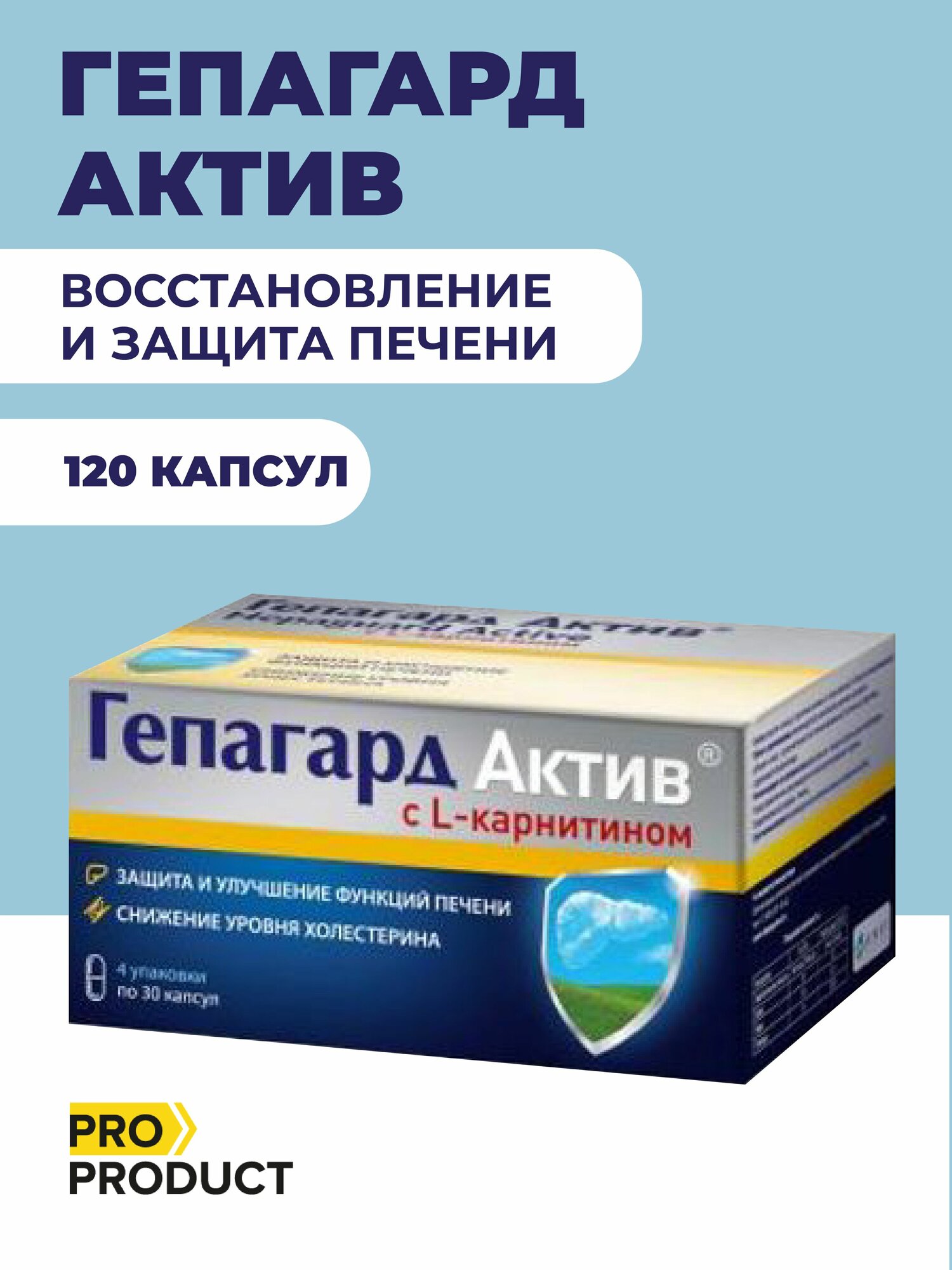 Гепагард актив капсулы с L-карнитином 036г N120 для защита и улучшение функций печени