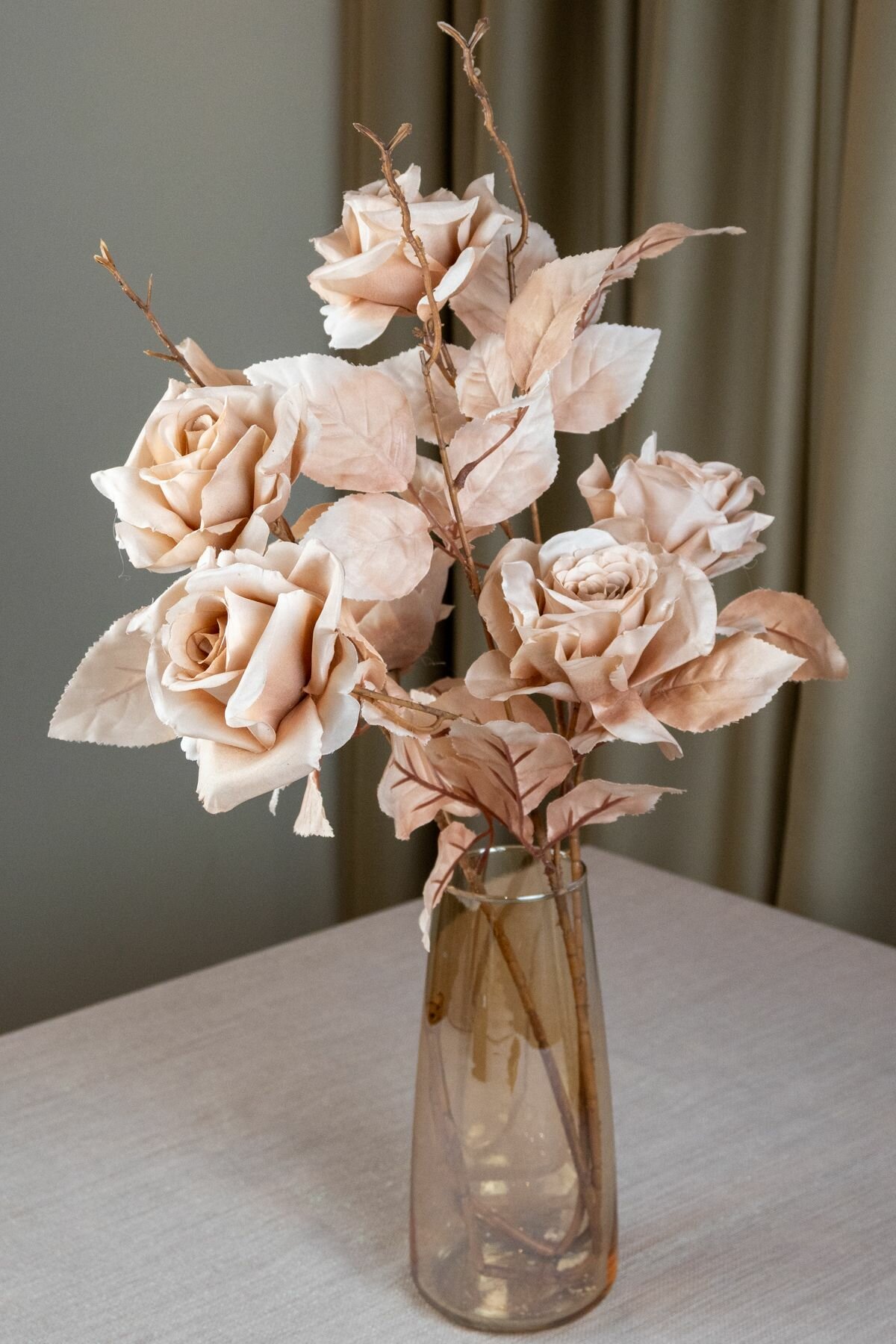 Искусственные цветы для декора Роза пудровая бежевая флористическая 3 шт 77 см