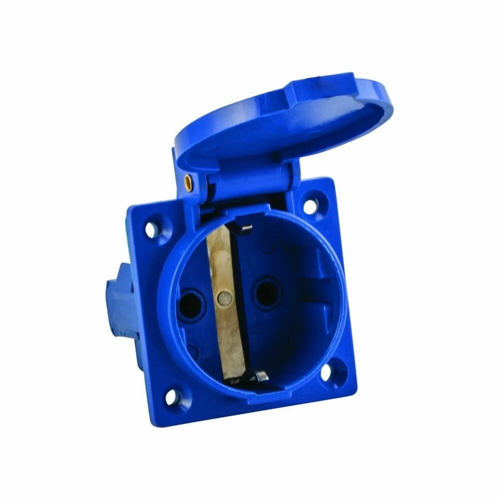 Панельная скрытая розетка EKF 112 с крышкой 2Р PЕ 16А 220В IP44 SQps-112-16-220