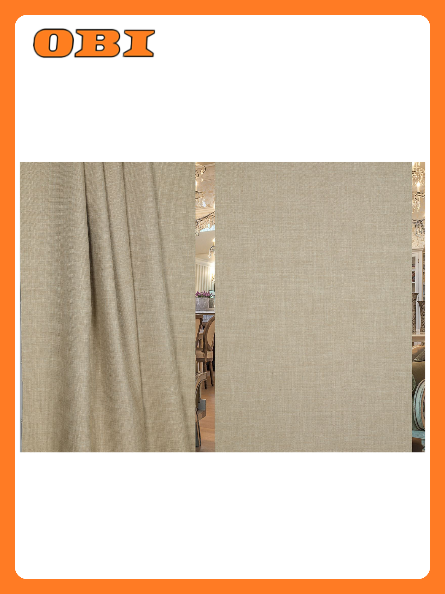 Ткань портьерная лен однотонный 119877 бежевый 280 см