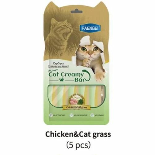 Faenbei Лакомства для кошек c курицей и зеленой травой 15гр*5 шт ( 3мес+)