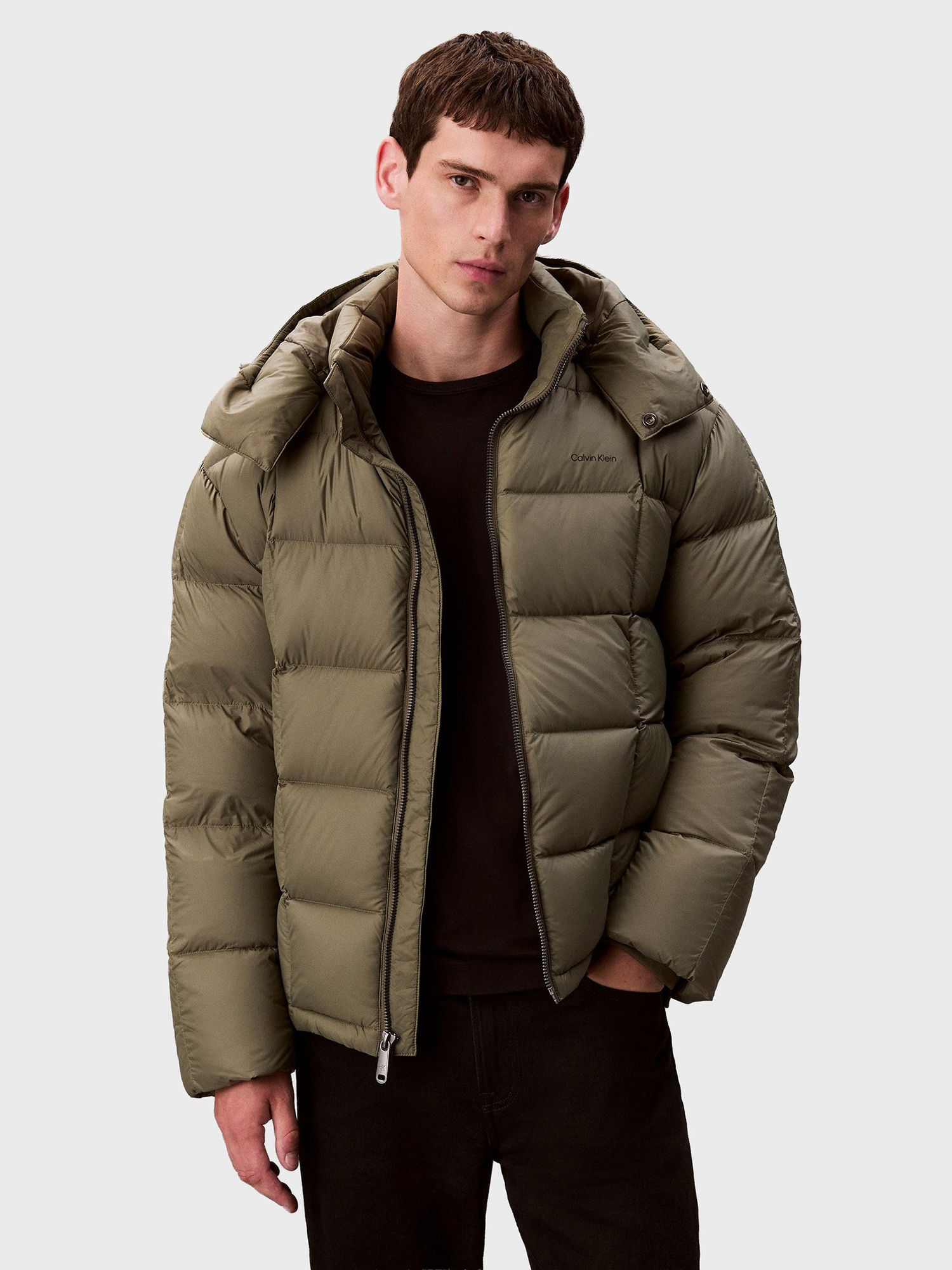 Пуховик CALVIN KLEIN, размер  L, зеленый,