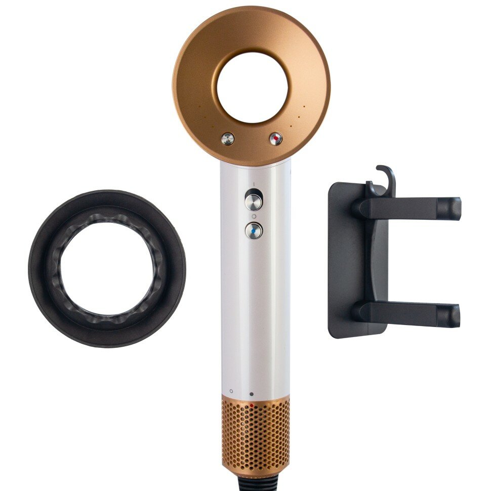 Набор фен (6 в 1) с насадками, 3м (Белый с золотом)