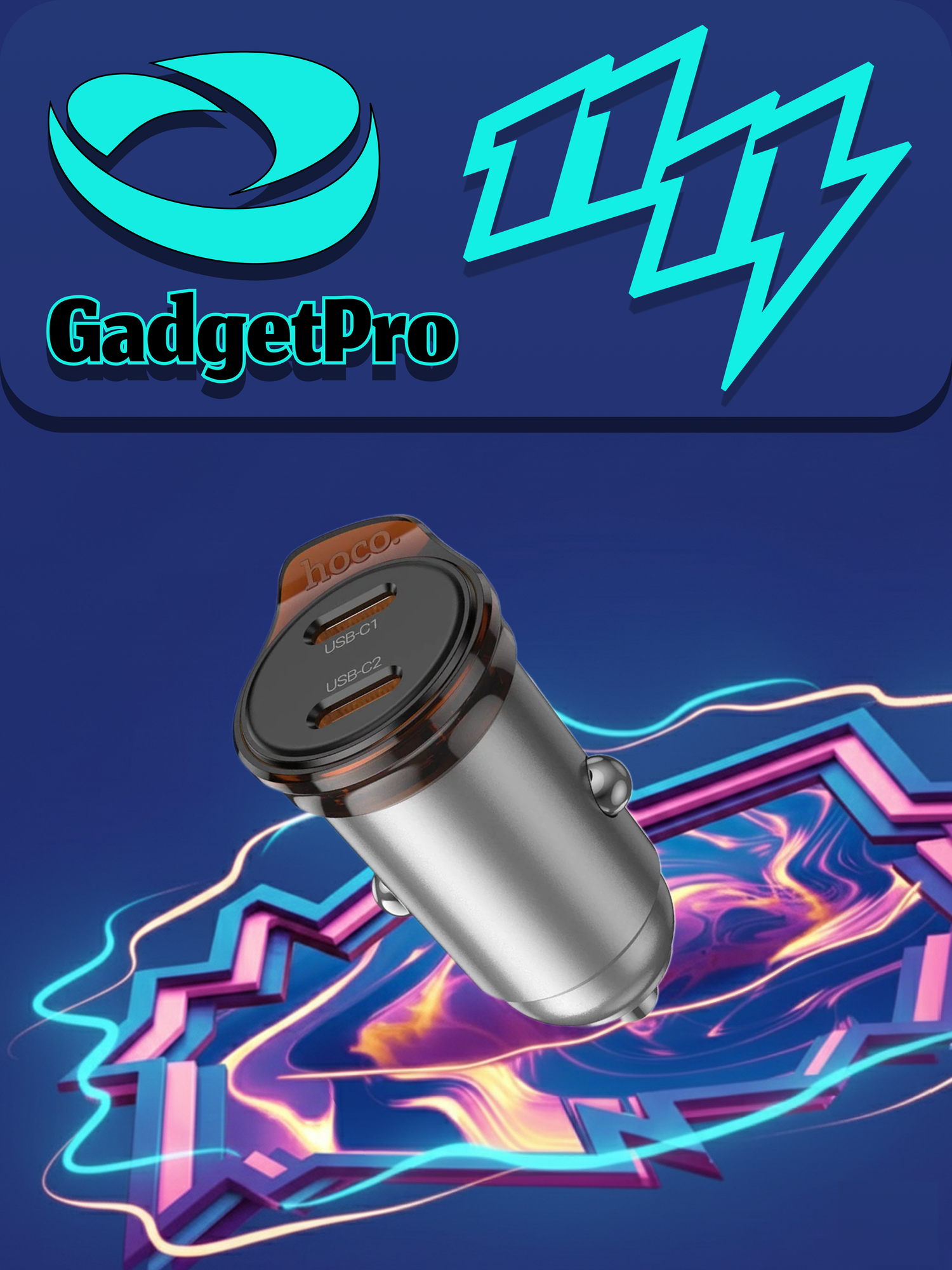 Автомобильное зарядное устройство NZ16 с кабелем (черный цвет) быстрая, надежное устройство c Кабелем Tayp-c на Taype-C