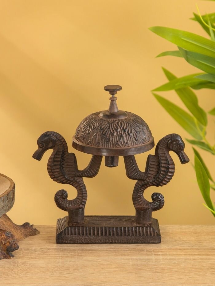 Звонок настольный Sima-land Морские коньки, 17х9х16 см, коричневый