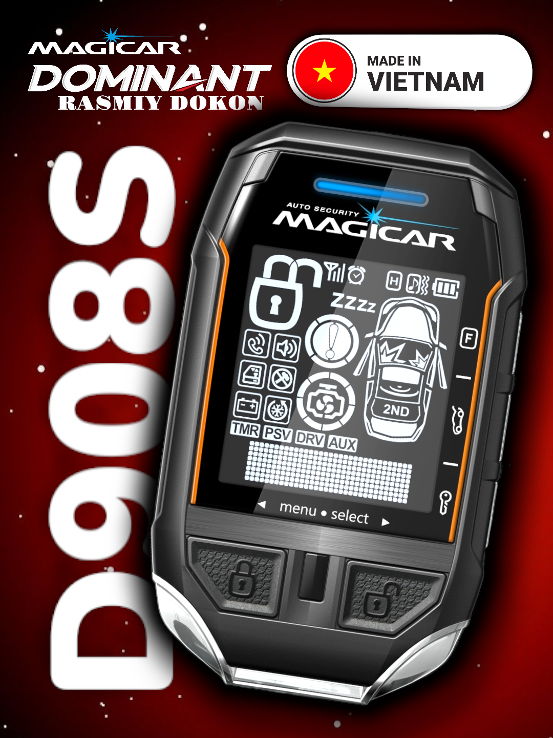 Сигнализация автомобильная Dominator Magicar D908S, с дистанционным управлением