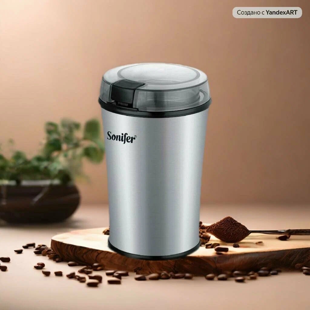 Кофемолка Sonifer SF-3583, 160Вт, ротационный нож, серебристо-черная