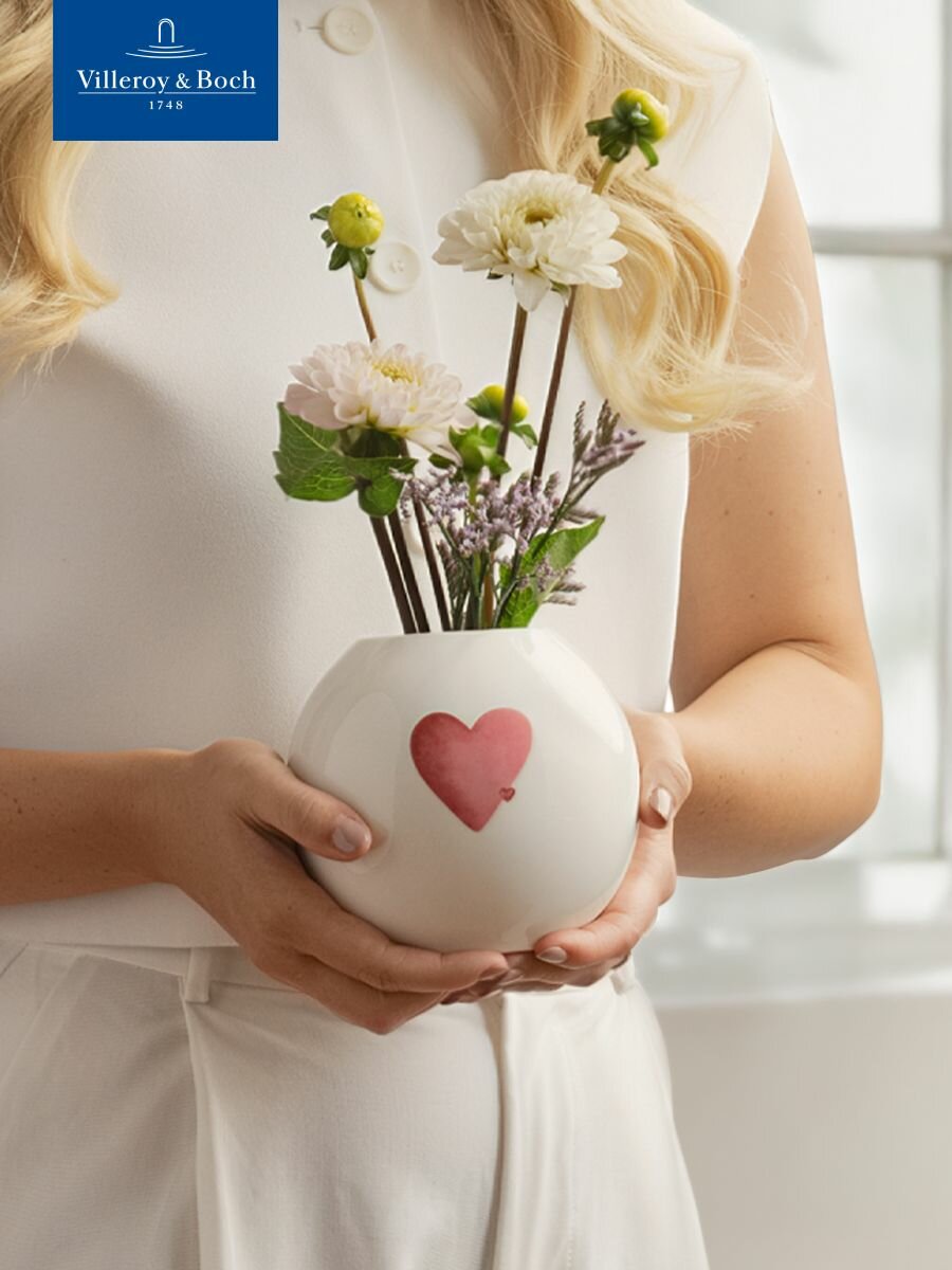 Ваза для цветов интерьерная 11,5 см, Посылаю любовь, With Love, like. by Villeroy & Boch, Премиум-Фарфор