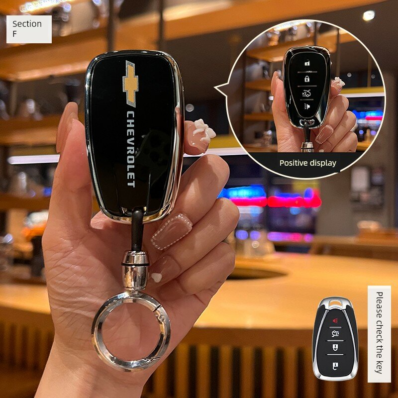 Ключевой чехол Chevrolet F-Style с 4-клавишной умной конструкцией и черным логотипом для моделей Cruze, Cobalt, Malibu