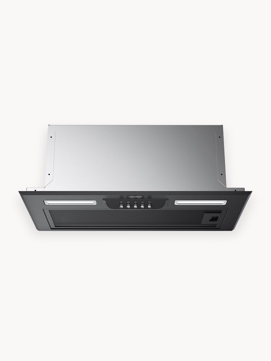 Вытяжка встраиваемая CHI601B, 52 см, 3 скорости, 600 м3/ч, 2 LED-лампы, отвод/рециркуляция, жировой алюминиевый фильтр