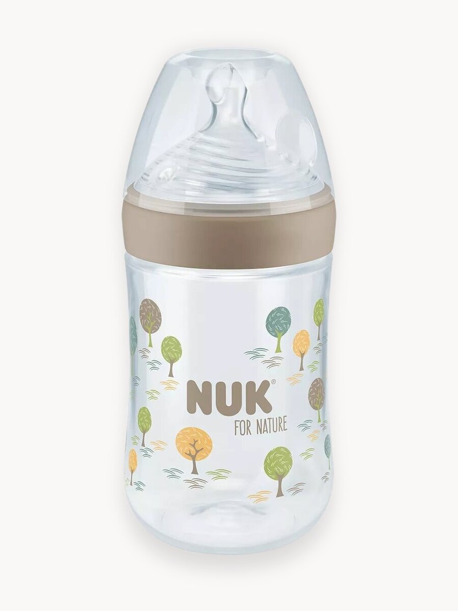 NUK FOR NATURE Бутылочка из ПП 260 мл с индикатором температуры, с силиконовой соской с отверстием M 0+