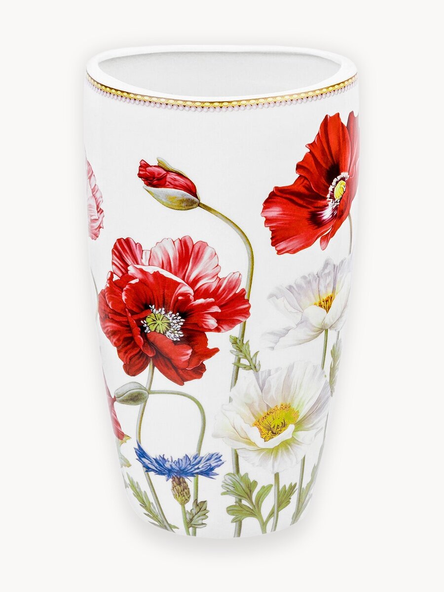 Ваза настольная 1,5 л 12,5х9,5х22 см Elan Gallery Маки, фарфор