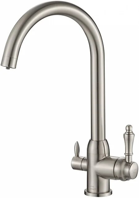 Смеситель для кухни Steel Hammer SH 723 SATIN с краном для питьевой воды  с поворотным изливом  глянцевый  однорычажный  сатин  латунный  с керамическим картриджем