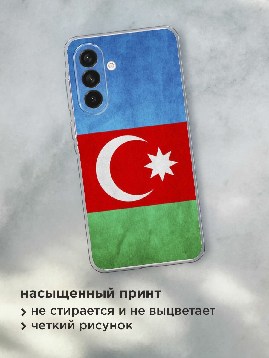 Чехол на Samsung Galaxy A56 5G / Самсунг Галакси А56 5G с принтом "Флаг Азербайджана" — фото 1