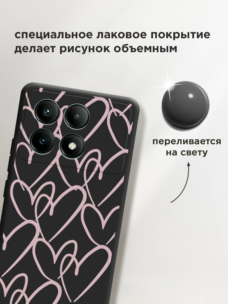 Чехол на Xiaomi Poco X6 PRO 5G / Поко x6 pro с принтом "Hearts doodle pink 1" — фото 1