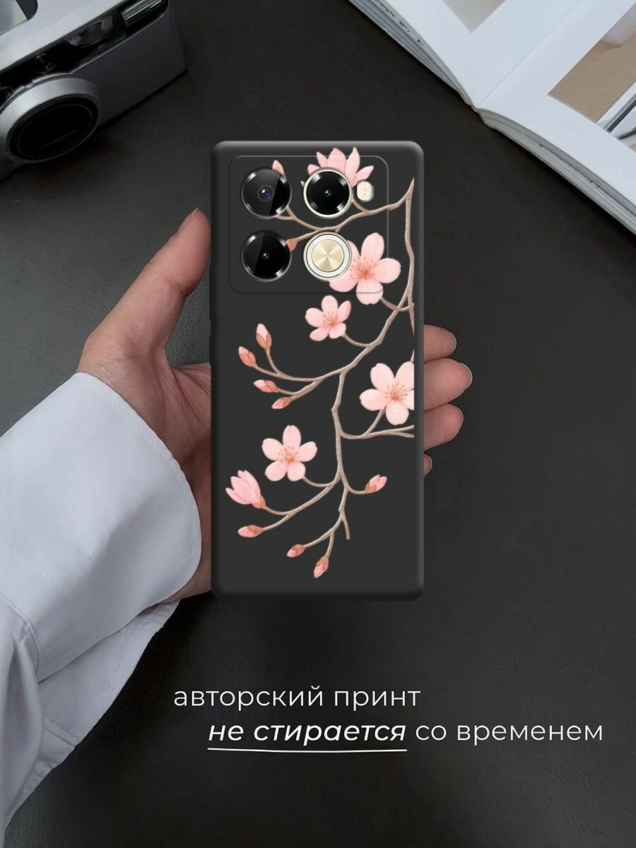 Чехол на Инфиникс Нот 40 Про 4G/Нот 40 Про Плюс с принтом "Веточка распускающейся сакуры 3" — фото 1