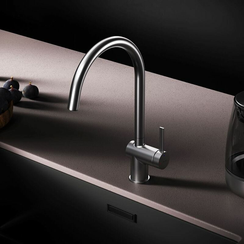 Смеситель для кухни AM.PM Func F8F07011 высокий с С-изливом сатин