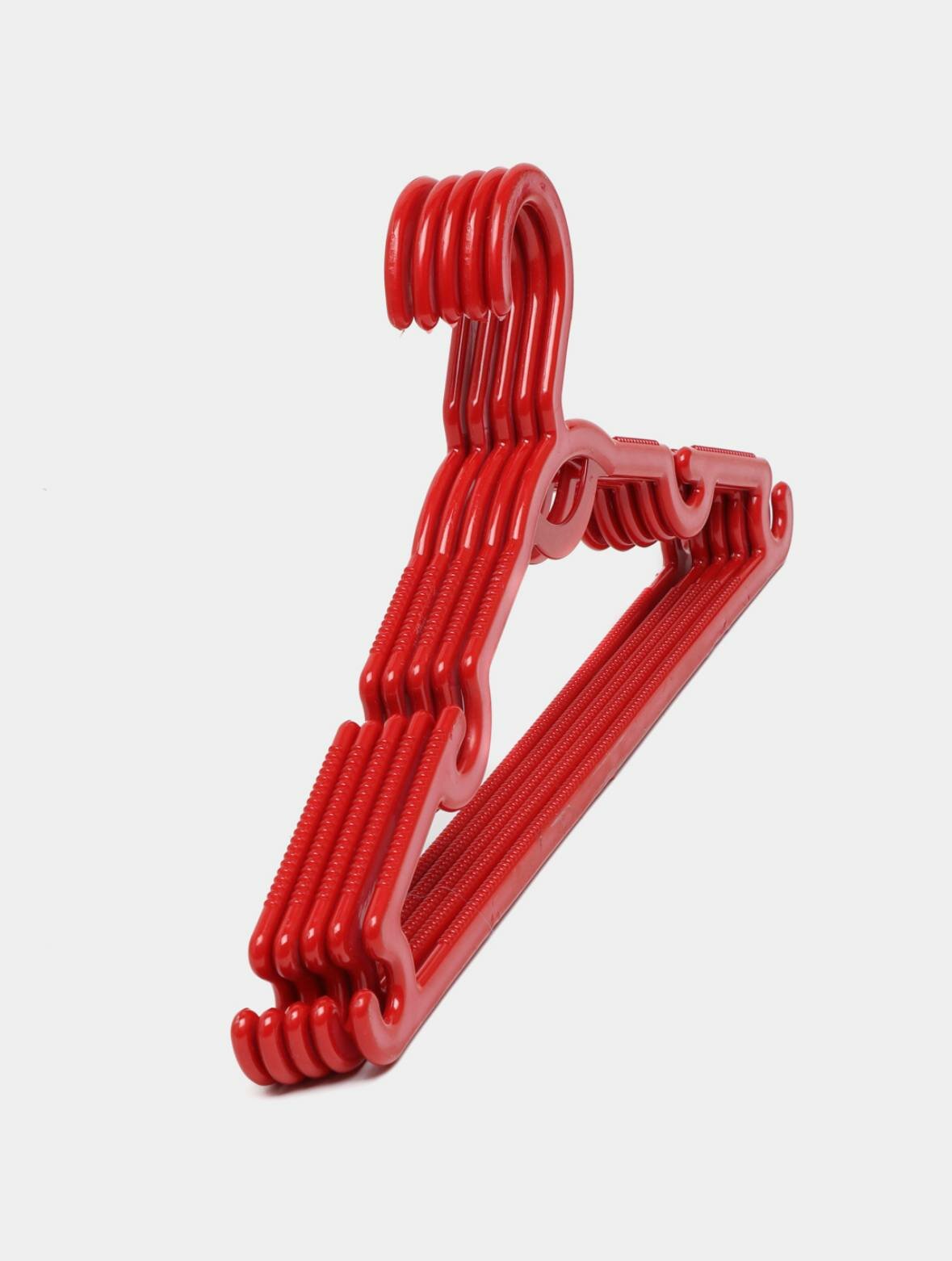 Вешалка для одежды с зубцами, пластик, комплект 5 шт, красная