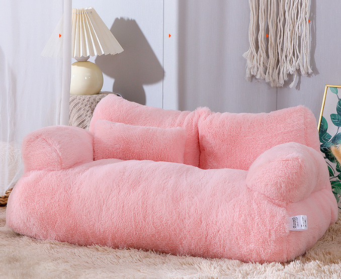 Лежанка "Диван" лежак для собак кошек хорьков размер M 55*38*18 см розовый вес животного до 4 кг