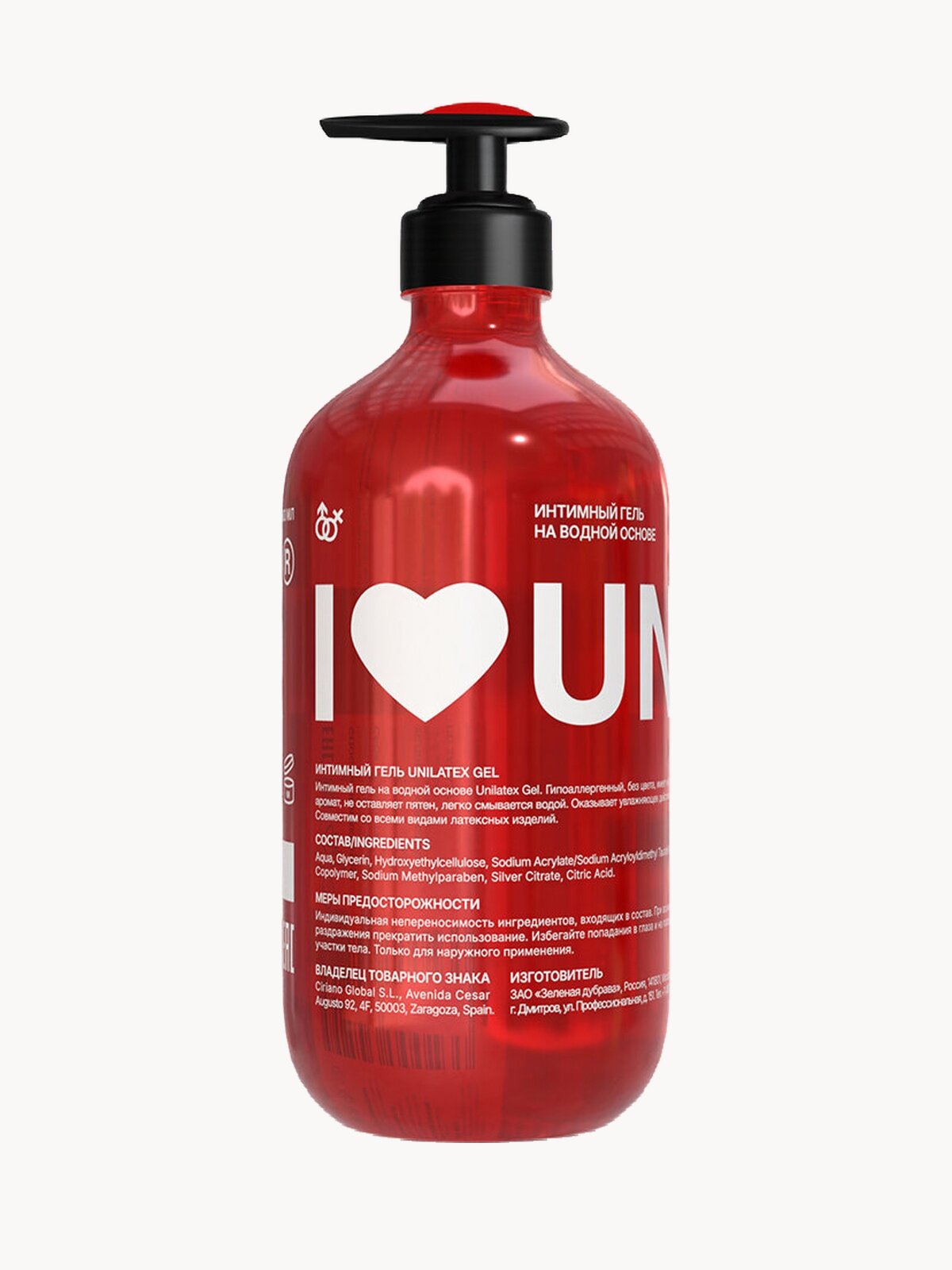 Unilatex /Интимный гель-лубрикант, смазка Unilatex на водной основе, 500 мл.