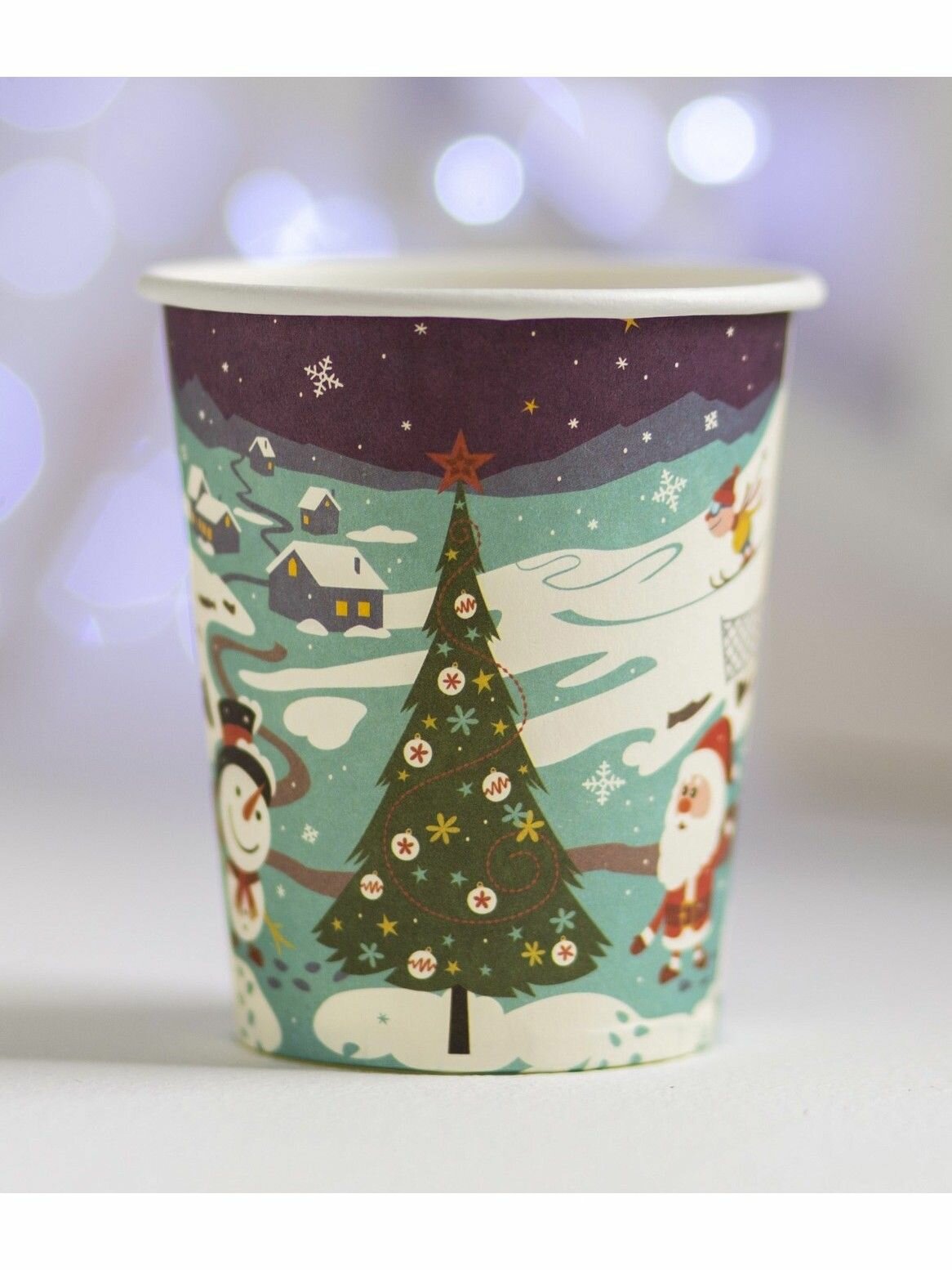 Стаканы одноразовые "Дед Мороз и снеговик" 6 шт.