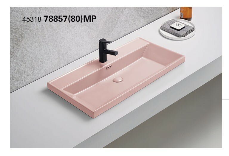 Раковина OTTO-788-60, накладная, Матовый розовый , керамическая, 60x46 см