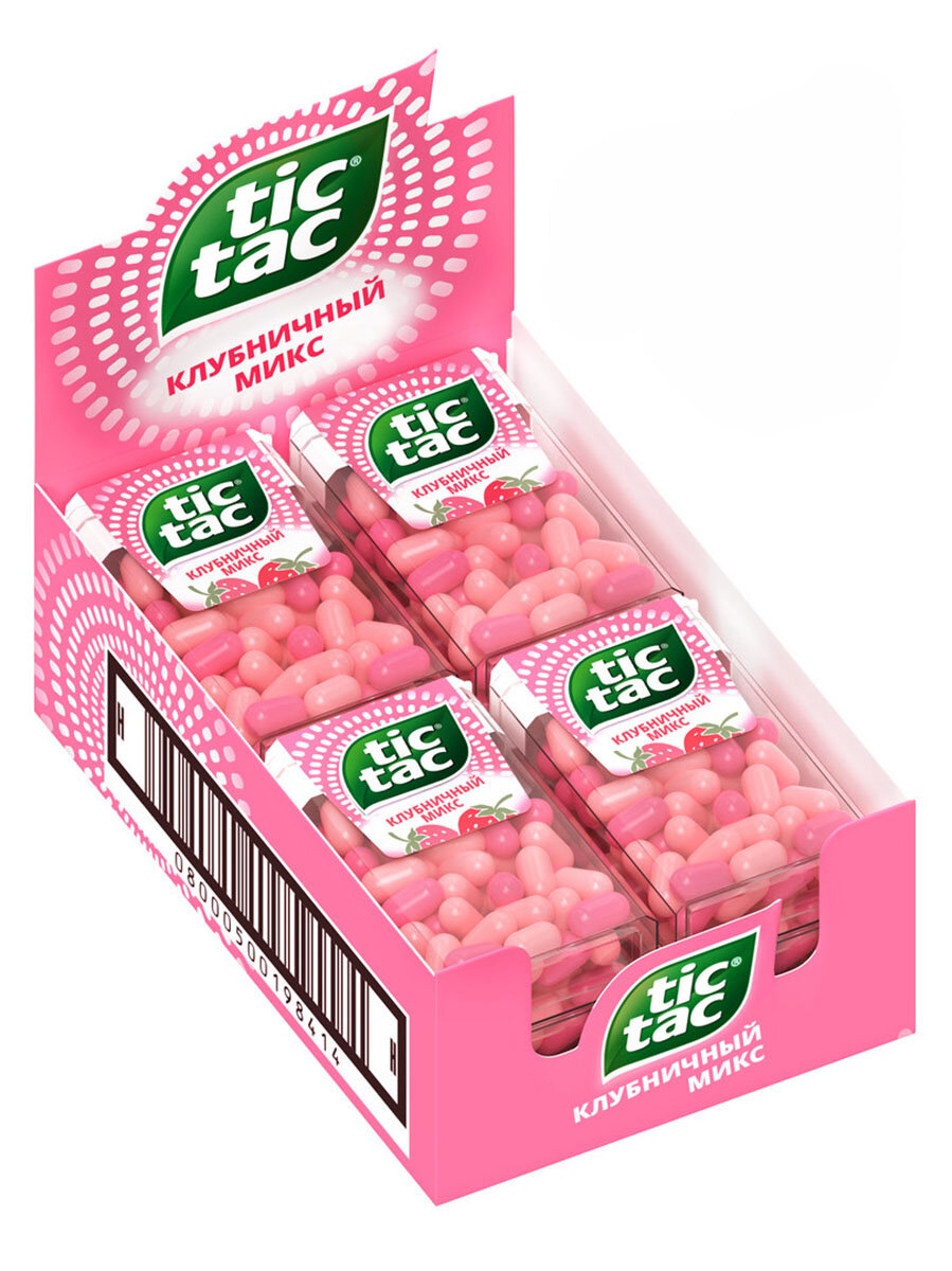 Освежающие драже конфеты Tic Tac Клубничный микс  16 г  12 уп 