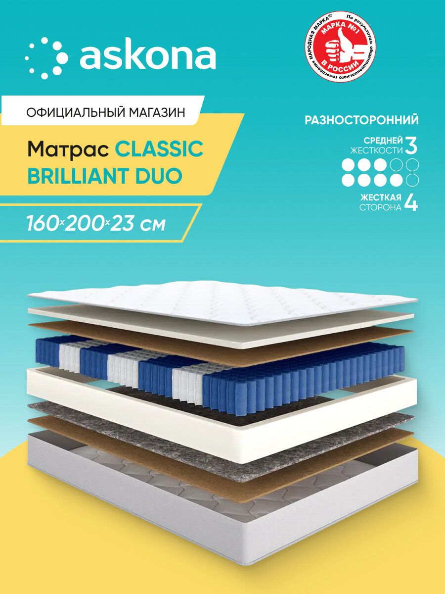 Матрас анатомический Askona (Аскона) Classic Brilliant Duo 160х200