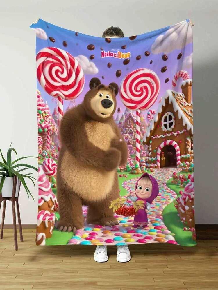 BoltPro Плед стёганый Маша и Медведь  Фланель 200 см х 150 см