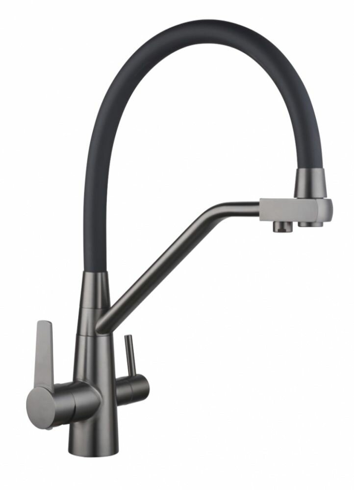 Смеситель для кухни магнит с гибким шлангом с подключением фильтра (графит) VIEIR N15007-G