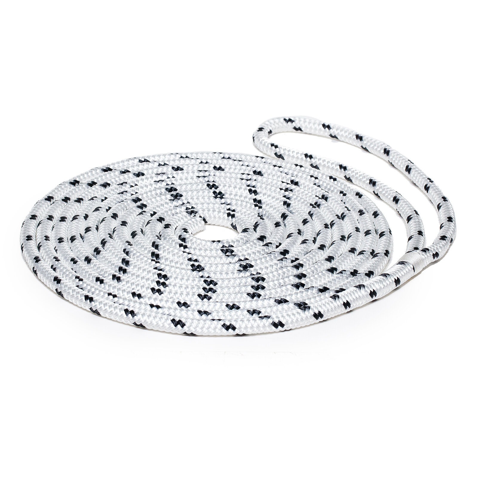 Шнур плетеный швартовый с огоном 16 мм, бело-черный, тест 4250 кг, 6 м, евромоток