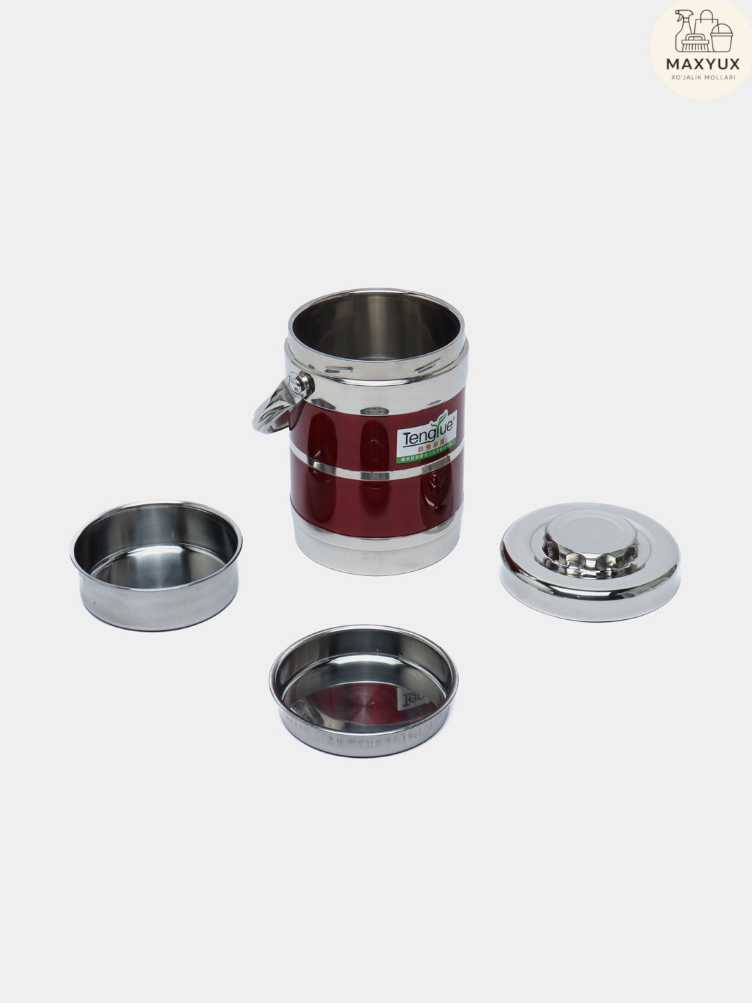 Термос для еды с удобной ручкой и современным дизайном, объём 2,2 литра, цвет, 2,2 литра - Красный — фото 1